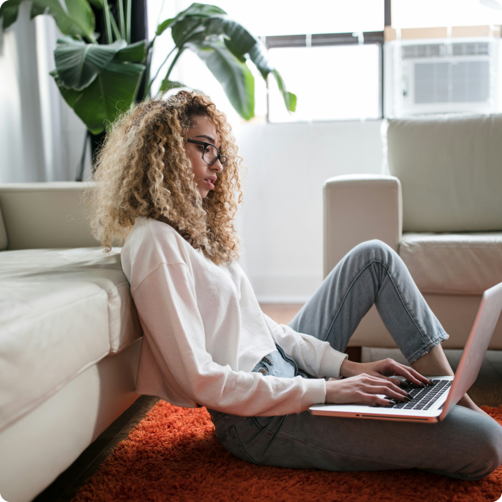 Individual in a therapy session via telehealth with their Bridges Healthcare provider.